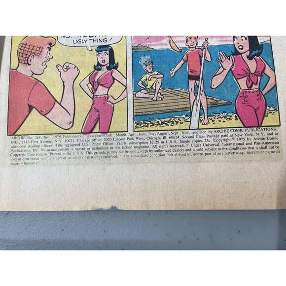 Archie Comics Series #248 November 1975 Sand Skiing Is Fun Retro Bagged Boarded - Picture 4 of 7